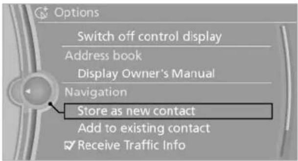 BMW 650i xDrive Convertible (2012) - Storing the destination in the address book - 1