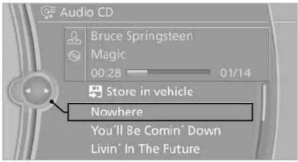 BMW 650i xDrive Convertible (2012) - Selecting a track via iDrive - 1