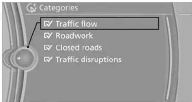 BMW X6 M (2012) - Filtering traffic bulletins - 1