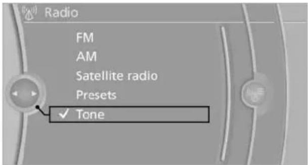 BMW X6 M (2012) - Setting treble, bass, balance, and fader - 1