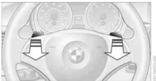 BMW 328i xDrive Sedan (2011) - Shifting gears via shift paddles\* on the steering wheel - 1