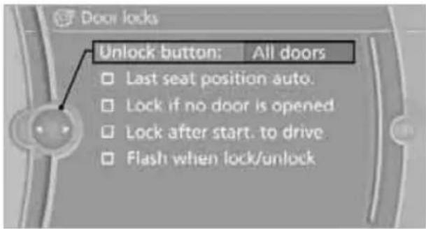 BMW 328i xDrive Sedan (2011) - Setting unlocking characteristics - 1