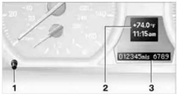 BMW 128i Coupe (2010) - Odometer, outside temperature display, clock - 1
