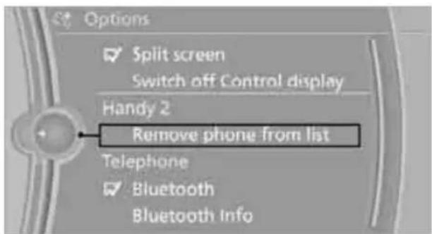 BMW 335i xDrive Sedan (2010) - Unpairing the mobile phone from the vehicle - 1