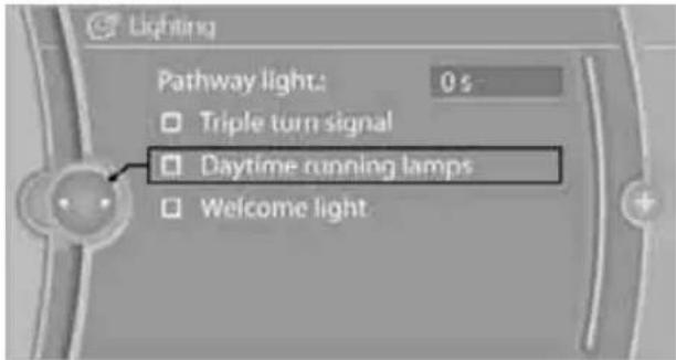 BMW 335i xDrive Sedan (2010) - Activating/deactivating daytime running lights - 1