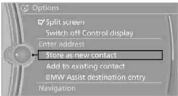 BMW 335i xDrive Sedan (2010) - Storing a destination in the address book - 1