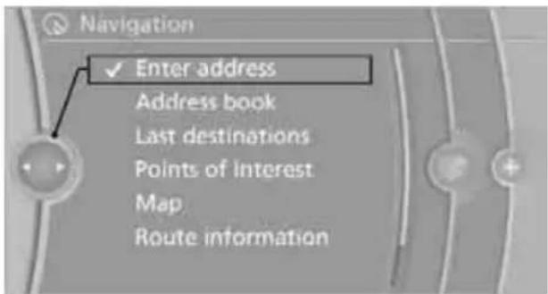 BMW Z4 sDrive30i (2010) - Entering a destination manually - 1