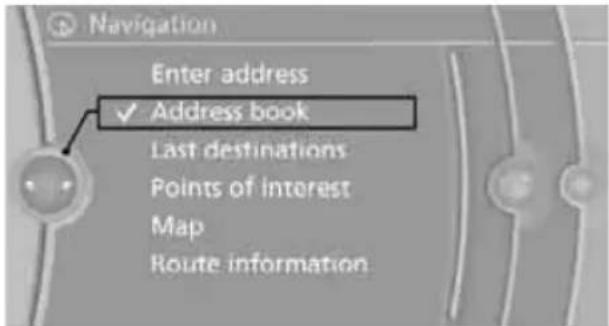 BMW Z4 sDrive30i (2010) - Selecting a destination from the address book - 1
