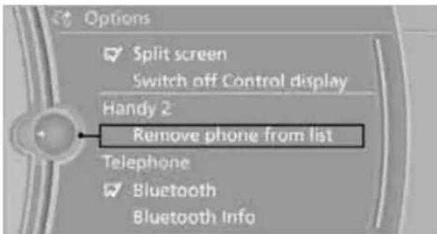 BMW Z4 sDrive30i (2010) - Unpairing the mobile phone from the vehicle - 1