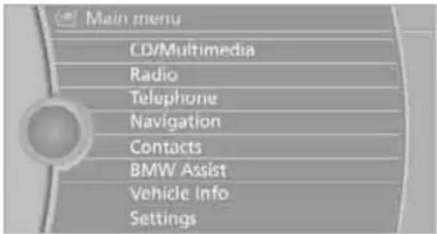 BMW Z4 sDrive30i (2010) - Opening the main menu - 1