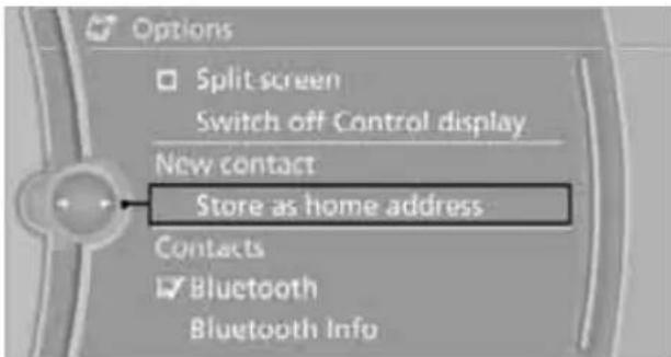 BMW Z4 sDrive30i (2010) - Specifying a contact as the home address - 1