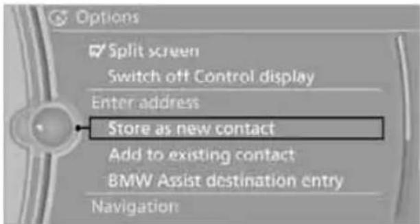 BMW Z4 sDrive30i (2010) - Storing a destination in the address book - 1