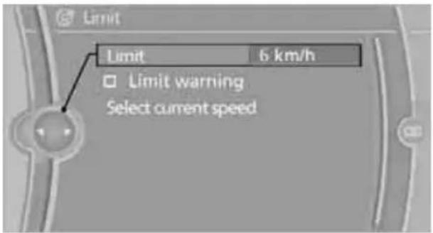 BMW 750i Sedan (2009) - Displaying, setting or changing the limit - 1