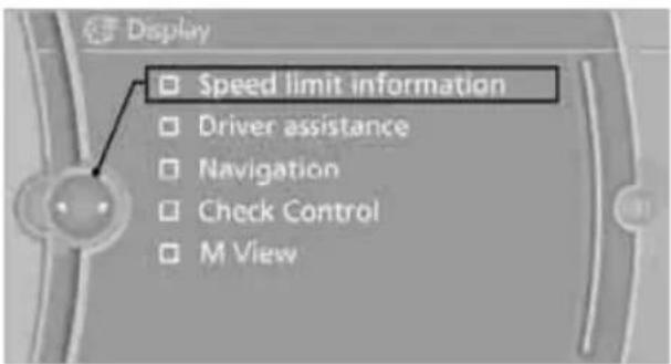BMW 750i Sedan (2009) - Selecting displays in the Head-up Display - 1