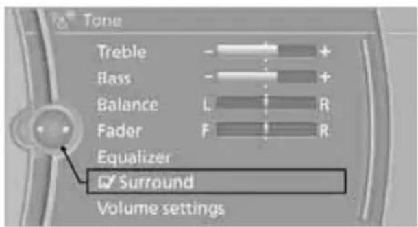 BMW 750i Sedan (2009) - Setting multi-channel playback, surround - 1