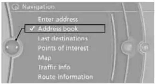 BMW 750i Sedan (2009) - Selecting a destination from the address book - 1