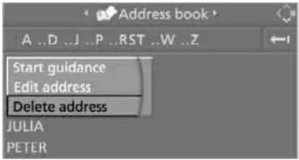 BMW 535i Sedan (2008) - Deleting individual destinations from address book - 1