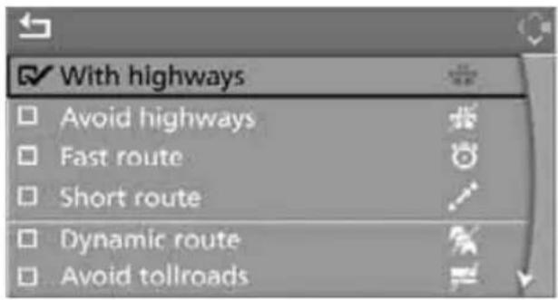 BMW 535i Sedan (2008) - Changing route criteria - 2