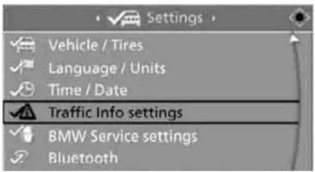 BMW 535i Sedan (2008) - Switching reception of traffic information on/off - 2