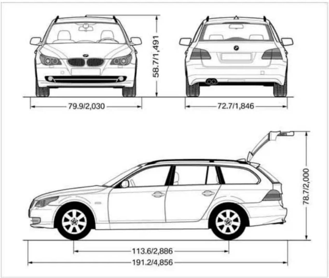 BMW 535i Sedan (2008) - Dimensions - 3