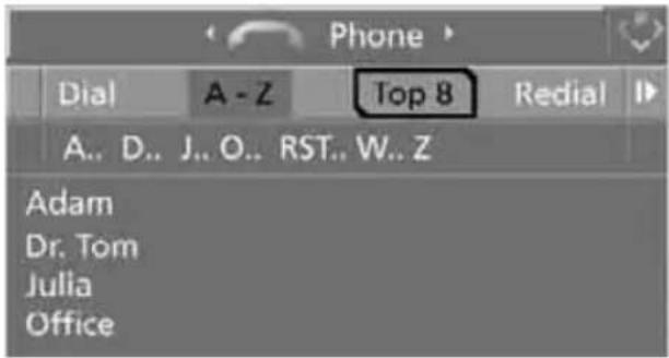 BMW 535i Sedan (2008) - Dialing a phone number stored in a list - 1
