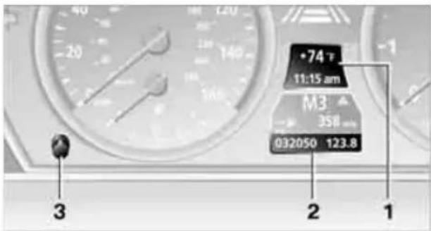 BMW 535i Sedan (2008) - Odometer, outside temperature display, clock - 1