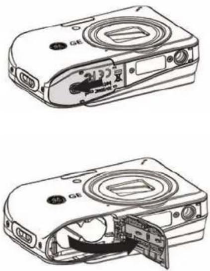 GE A1455 - Insert the Battery and SD/SDHC Card (Not included) (A Series) - 1