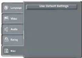 Language Video Audio Rating Nec Use Default Settings
