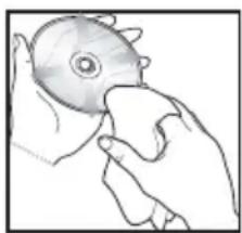 Illustration of a hand holding a CD or DVD disc, no text or symbols present