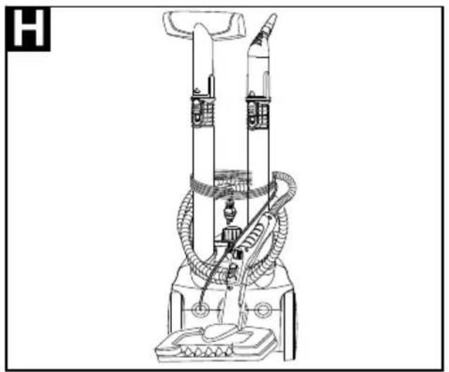 Technical line drawing of a mechanical device with hoses and components (no text or symbols)