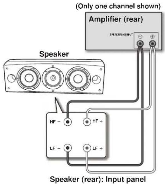 (Only one channel shown) Amplifier (rear) Speakers OUTPUT Speaker HF - HF + LF - LF + Speaker (rear): Input panel