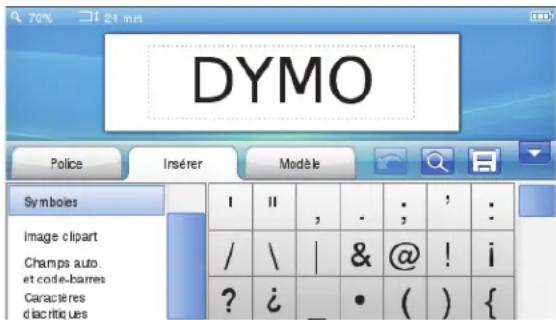 DYMO LabelManager 500TS - Insertion de caractères spéciaux, d'insertions automatiques et de codes-barres - 1