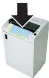 White electronic device with a black downward arrow pointing to its screen (no visible text or symbols)