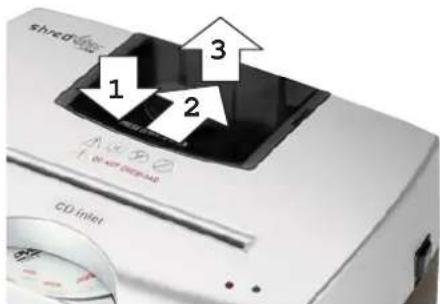HSM Shredstar X8pro - Instrucciones para retirar el depósito de CDs - 1
