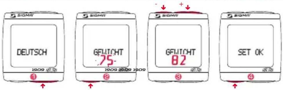 SIGMA BC 191 HR - EINSTELLUNG DES GEWICHTS - 1