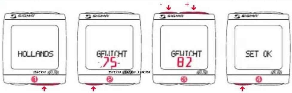 SIGMA BC 191 HR - INSTELLING VAN HET GEWICHT - 1