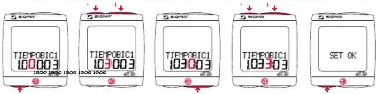 SIGMA BC 191 HR - AJUSTAR LA DURACIÓN TOTAL DEL TRAYECTO DE LA BICI 1 O DE LA BICI 2 - 1