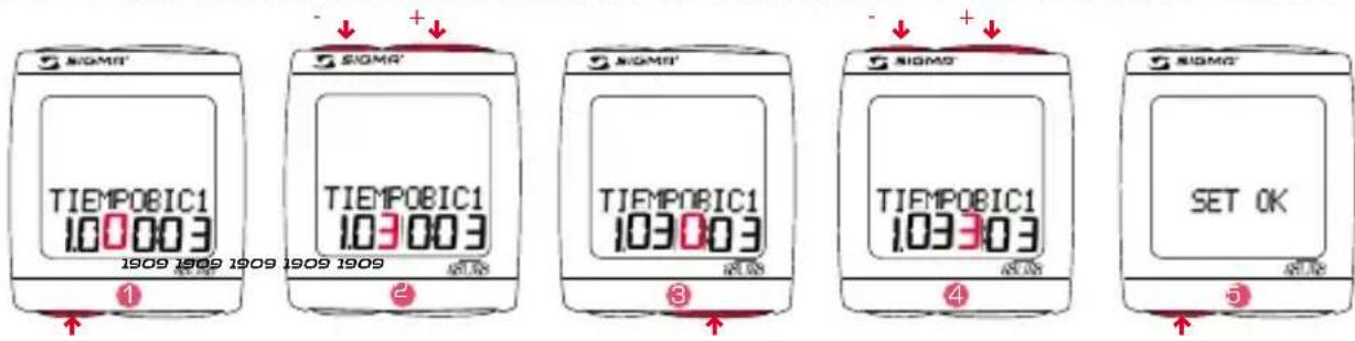 SIGMA BC 191 HR - AJUSTE DO TEMPO PERCORRIDO TOTAL DA BICICLETA 1 OU DA BICICLETA 2 - 1