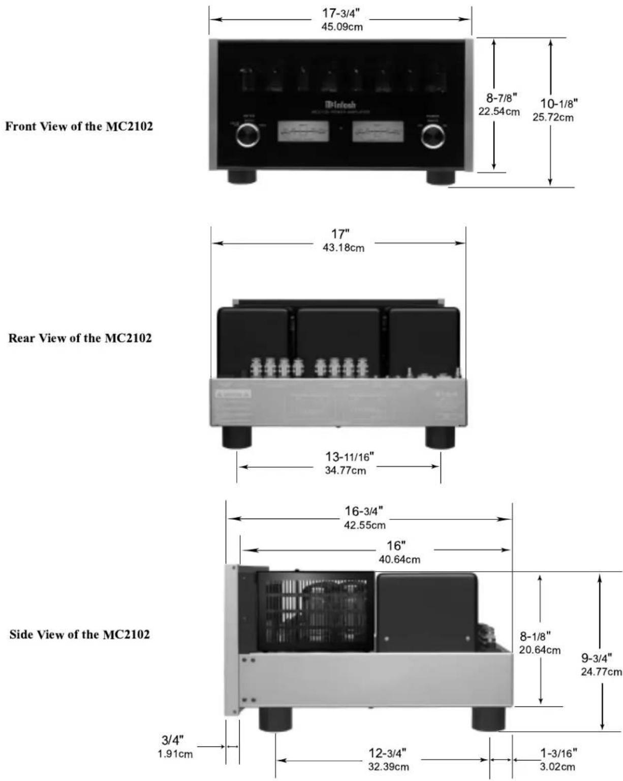 MCINTOSH MC-2102 - MC2102 Dimensions - 1