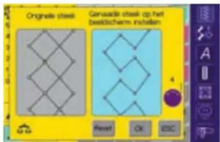 Orignade steek Genvade steek op het beeditschem instellen: 4 Reset OK ESC