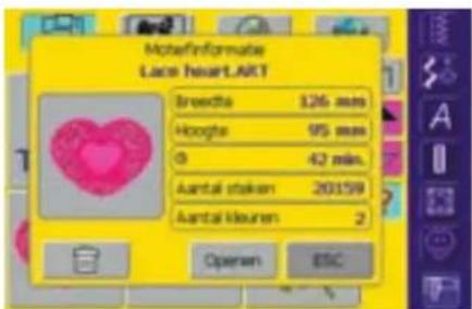 Mote/informate Lace heart.ART Breeds 126 mms Hoods 95 mms 0 42 mls. Aantal staken 20159 Aantal kleuren 2 Openen ESC