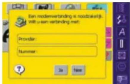 Een modernverbinding is noodzakelijk. Wilt u een verbinding met: Provider : Nummer :