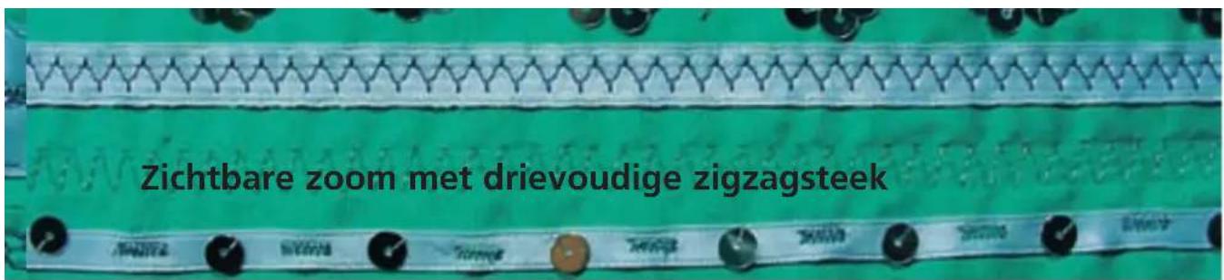 Zichtbare zoom met drievoudige zigzagsteek