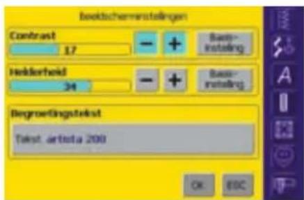Bookscalerinstellungen Contrast 87 + Basis- instelling Hekkerfeld 34 + Basis- instelling Begroedingstefekt Tekst. artista 200 OK ESC