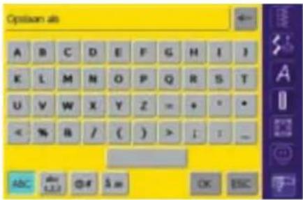Option als A B C D E F G H I J K L M N O P Q R S T U V W X Y Z = + ° • < % B / ( ) > ; ? _ ABC abc 12.0 0-F 5 am OK ESC