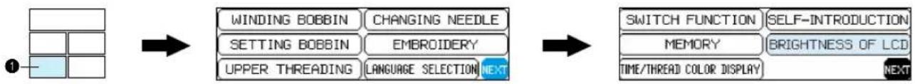 BROTHER PE-190D - To adjust the brightness of the LCD screen - 1