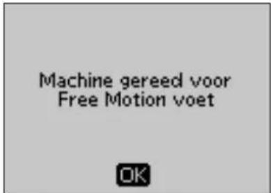 Machine gereed voor Free Motion voet OK