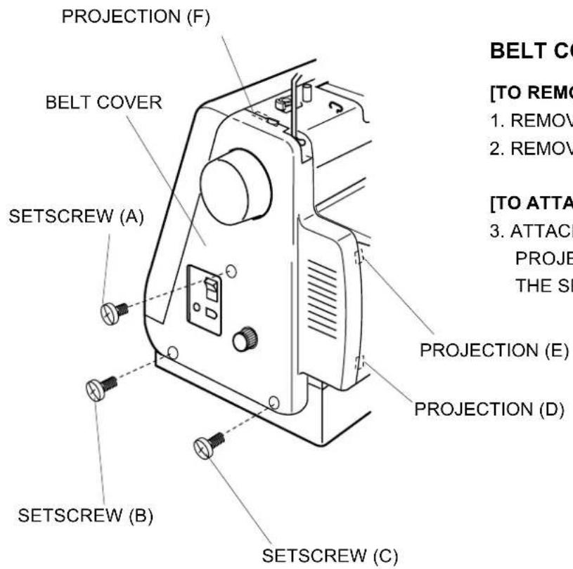JANOME MC6600P - TO REMOVE BELT COVER AND MACHINE BASE - 1