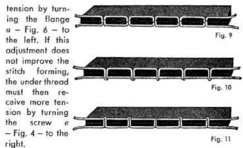 PFAFF calanda 132 - Regulating the Thread Tensions - Figs. 9-11 - 1