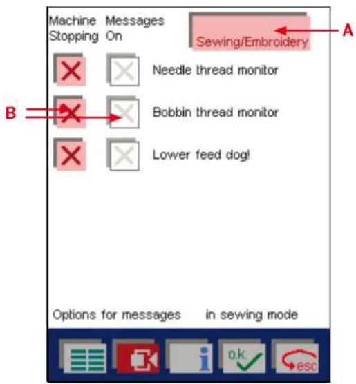 PFAFF creative 2170 - Options for messages - 2
